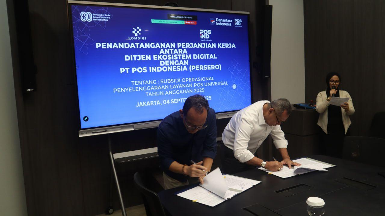 Signing PKS LPU antara Komdigi & PosIND. GPI Jakarta 04 September 20255