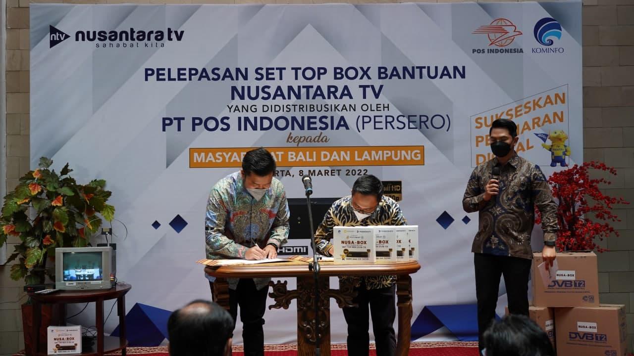 Gallery Photo 8 Maret 2022. Pos Indonesia dan PT Nusantara Media Mandiri Launching Pengiriman Perdana STB untuk Bali dan Lampung